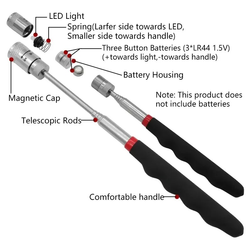 Fishing Rod Telescopic - Telescopische magnetische pen met LED-licht Uitschuifbare